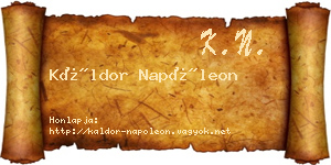 Káldor Napóleon névjegykártya